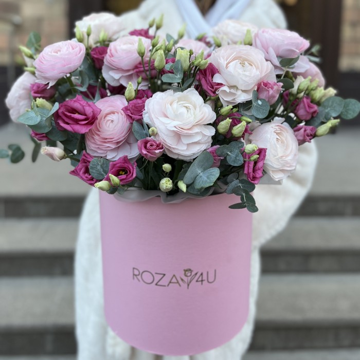 Цветы в коробке Розовое кружево