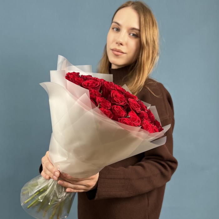 41 красная роза 40 см