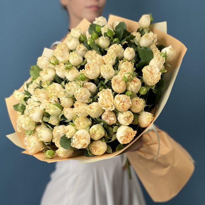 25 кустовых пионовидных роз Саммер-роз 40 см