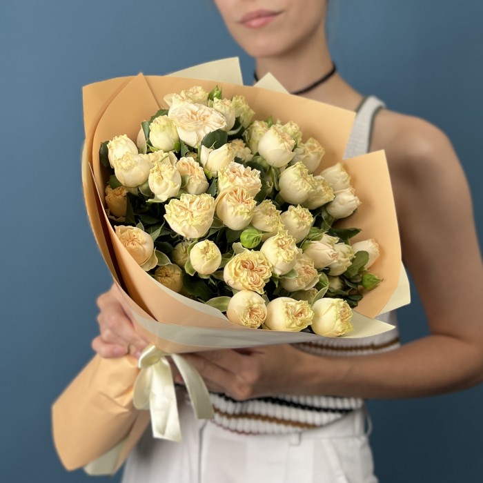 9 Кустовых пионовидных роз Саммер-роз 40 см