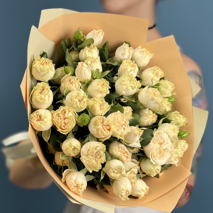 9 Кустовых пионовидных роз Саммер-роз 40 см