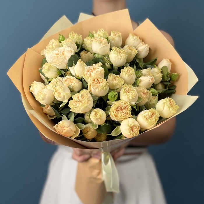 9 Кустовых пионовидных роз Саммер-роз 40 см