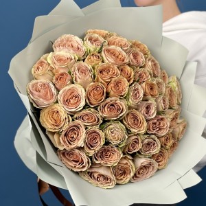 51 Зелено-персиковая роза Тедди 40 см