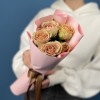 5 зелено-персиковых роз Тедди 40 см