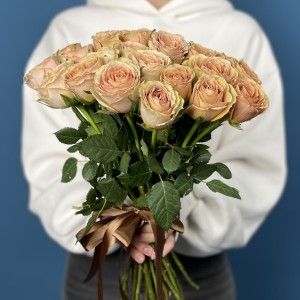 Зелено-персиковая роза Тедди 40 см