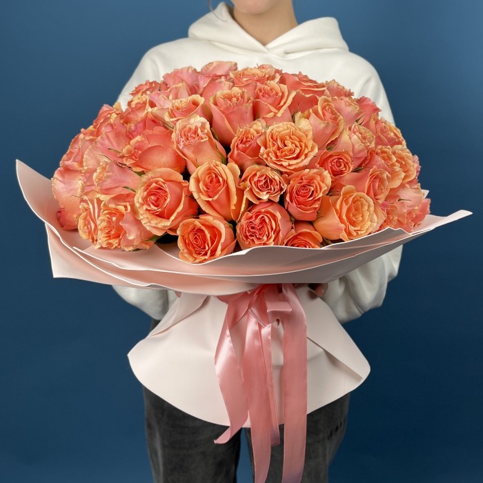 101 Кораллово - кремовая роза Верона 40 см