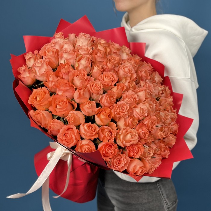 101 Коралловая роза Юлечка 40 см