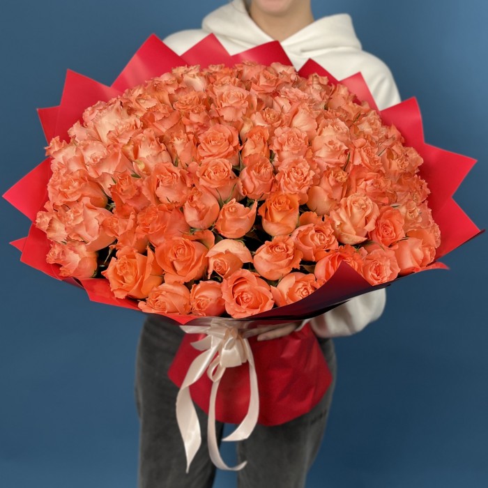 101 Коралловая роза Юлечка 40 см