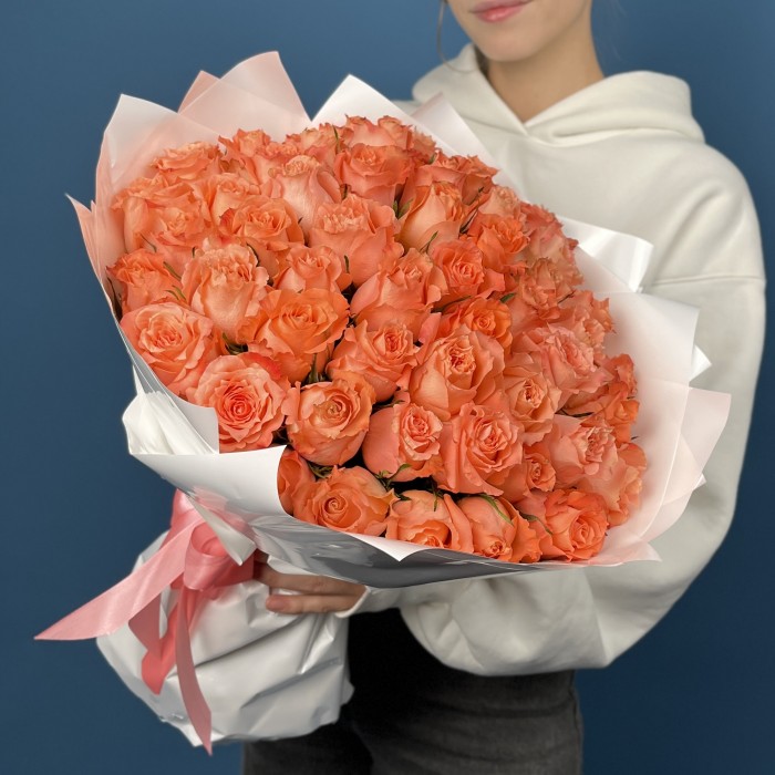 51 Коралловая роза Юлечка 40 см