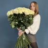 101 белая роза Мондиаль 70 см