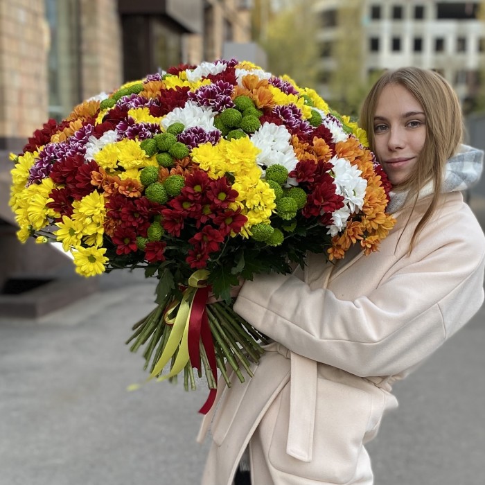 101 кустовая хризантема Яркий Mix