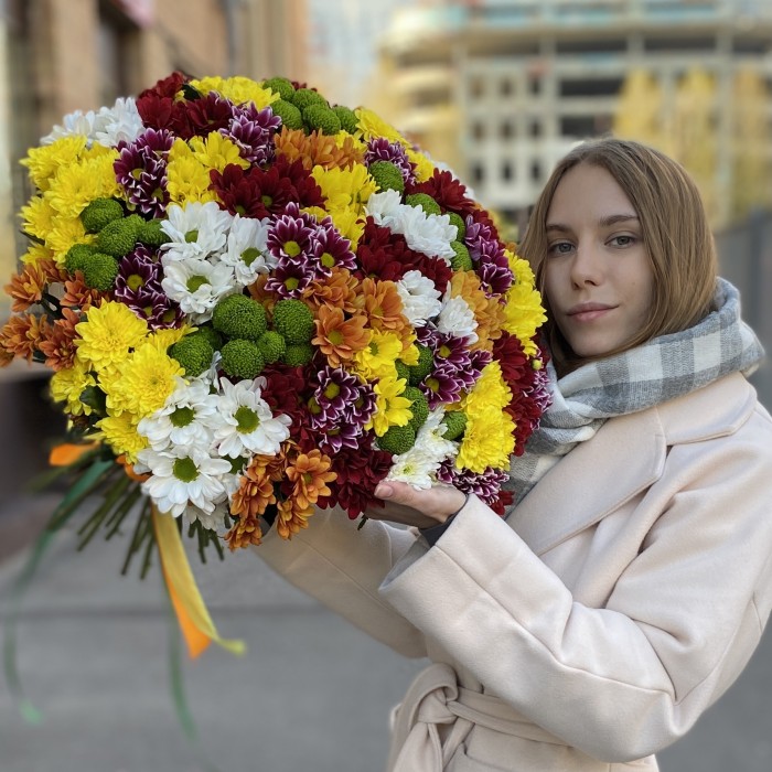 51 кустовая хризантема Яркий Mix