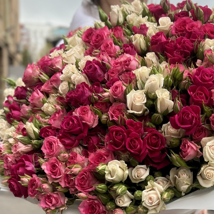 101 кустовая  роза MIX 70 см