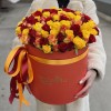 101 огненный микс роз в коробке