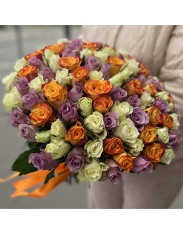 101 роза Карамельный микс