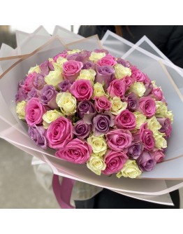 101 роза Нежный микс