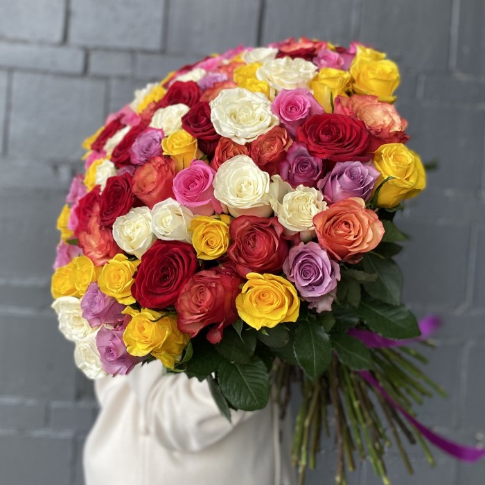 101 роза микс Премиум