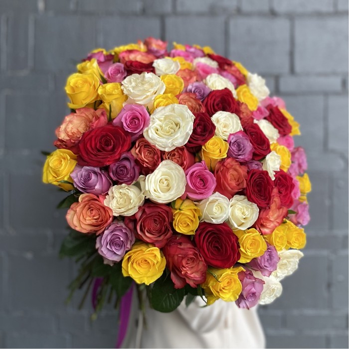 101 роза микс Премиум