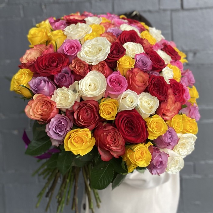 101 роза микс Премиум