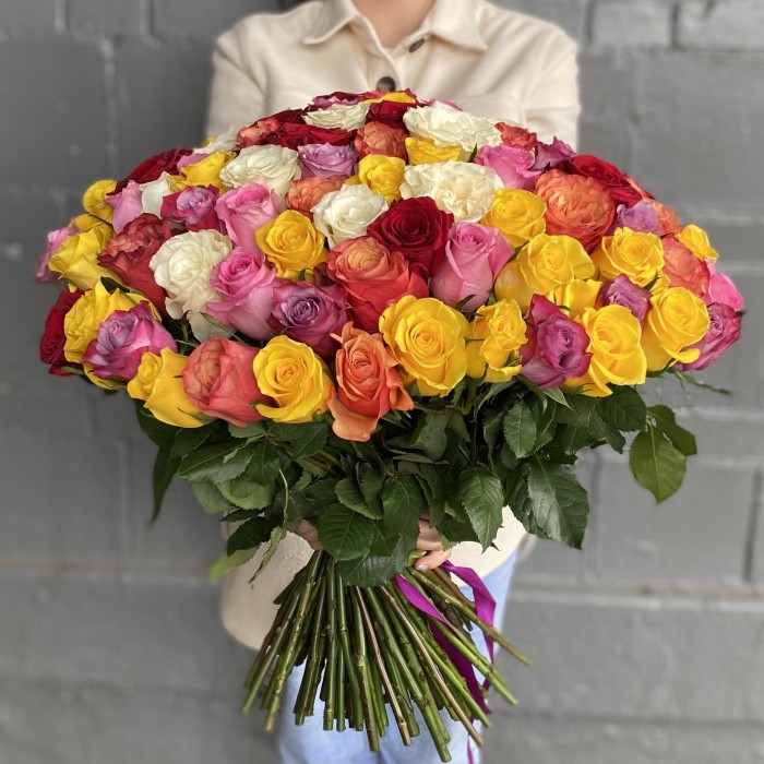 101 роза микс Премиум