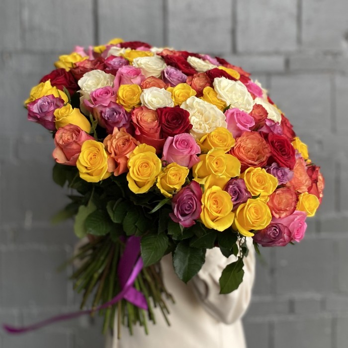 101 роза микс Премиум