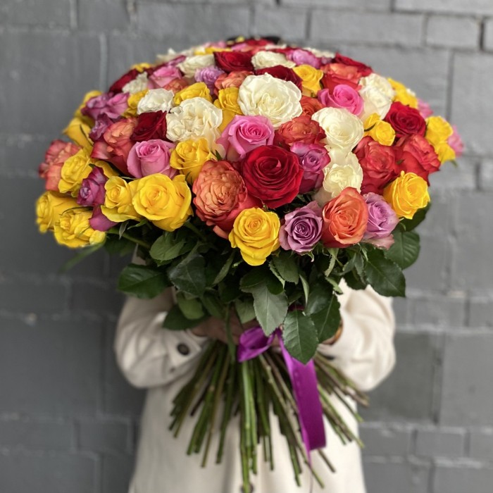 101 роза микс Премиум