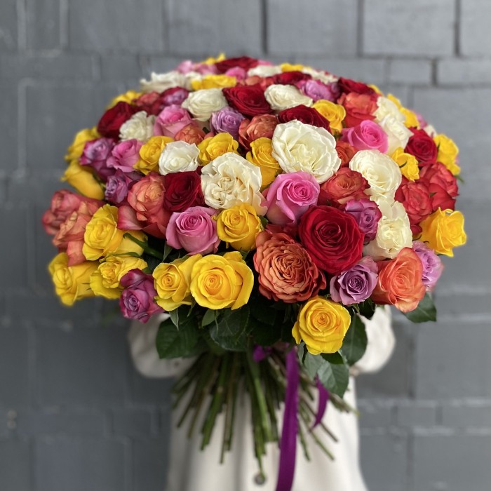 101 роза микс Премиум