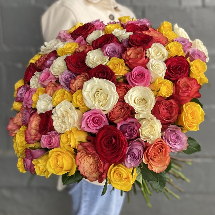 101 роза микс Премиум