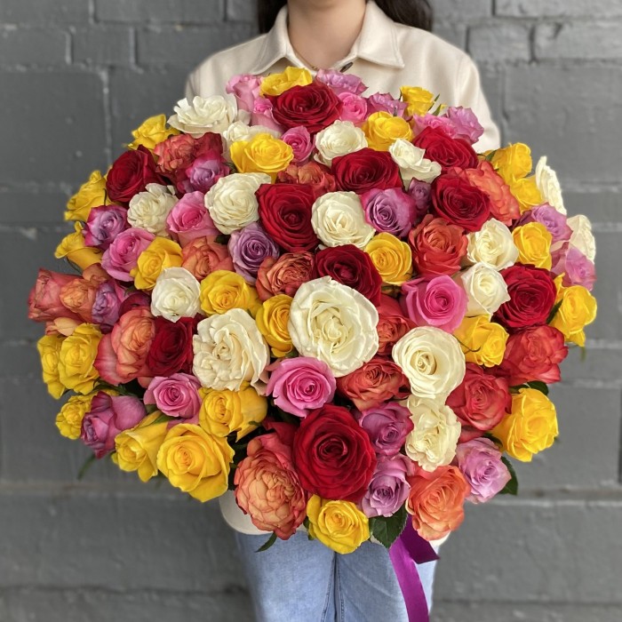 101 роза микс Премиум