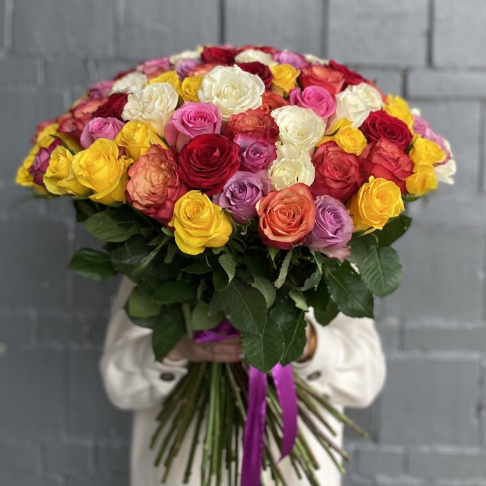 101 роза микс Премиум