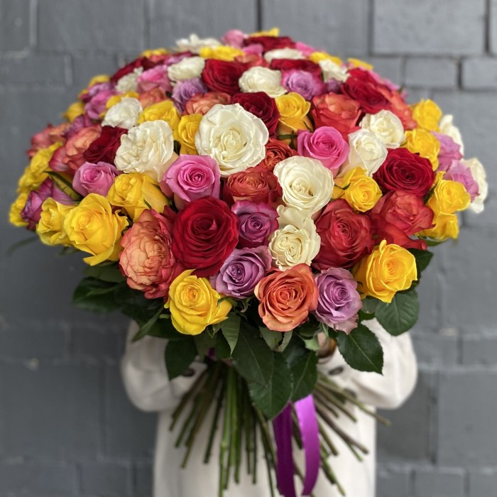 101 роза микс Премиум