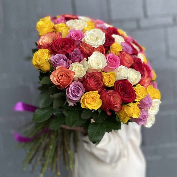 101 роза микс Премиум