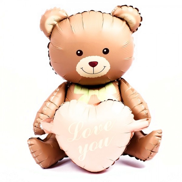 Шар Фигура Медвежонок с розовым сердцем