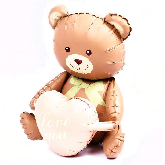 Шар Фигура Медвежонок с розовым сердцем