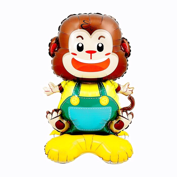 Шар фигура на подставке  Милая обезьянка (фольга)