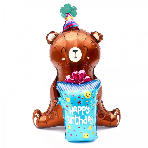 Шар Фигура на подставке Мишка с подарком
