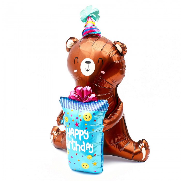 Шар Фигура на подставке Мишка с подарком