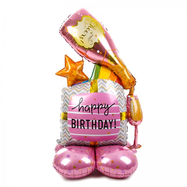 Шар Фигура на подставке Розовый день рождения