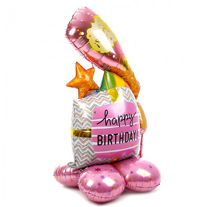 Шар Фигура на подставке Розовый день рождения