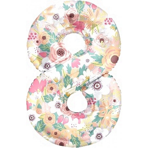 Шар фольгированный цифра 8 Цветочный вальс