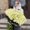101 белая роза Мондиаль 50 см