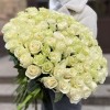 101 белая роза Мондиаль 50 см