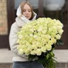 101 белая роза Мондиаль 50 см