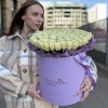 101 белая роза в шляпной коробке