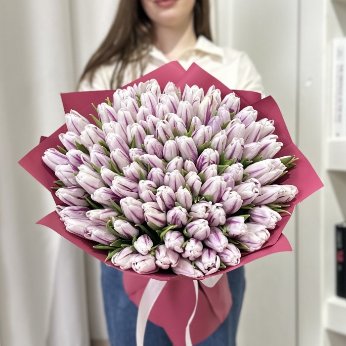 101 бело-фиолетовый тюльпан Флеминг Флег