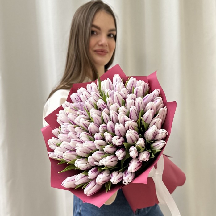 101 бело-фиолетовый тюльпан Флеминг Флег