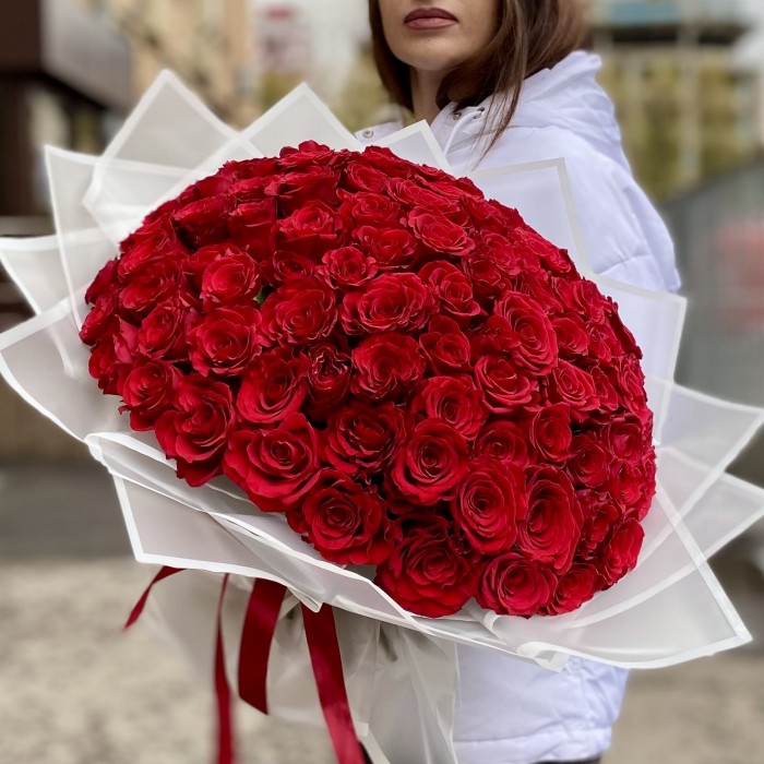 101 красная роза 40 см