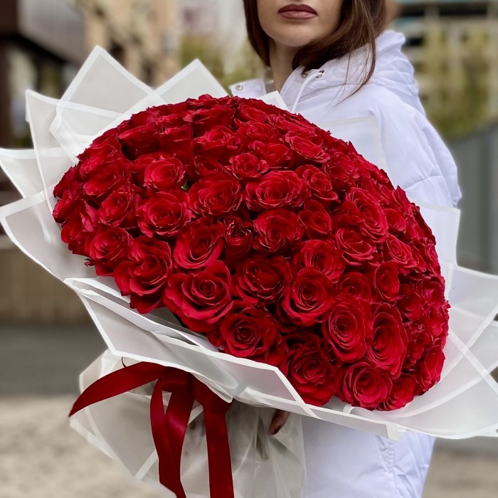 101 красная роза 40 см