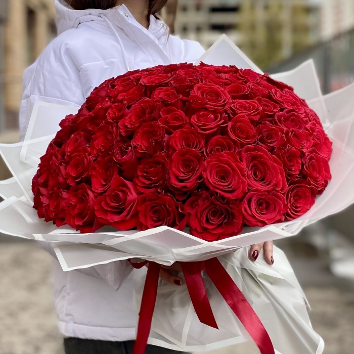 101 красная роза 40 см