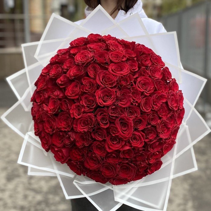 101 красная роза 40 см